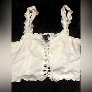 White Laced Up Crop Top